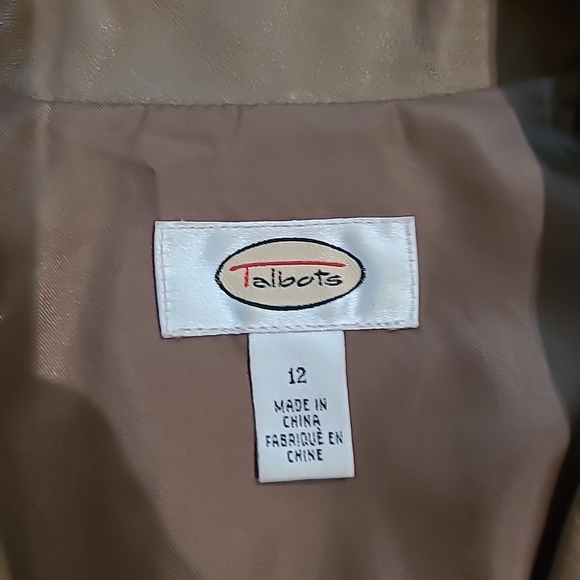 Talbots Camel / Light Tan Brown Jacket - Real Leather - Size 12 - Picture 6 of 7